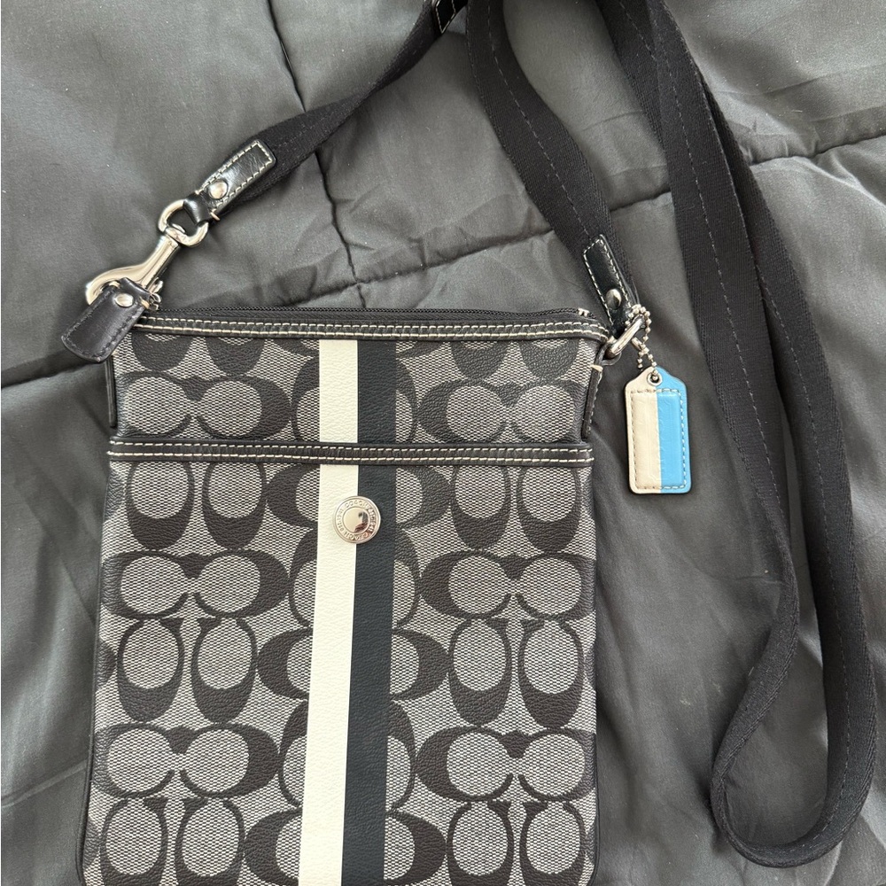 Coach Black and Gray Patterned Crossbody Bag
